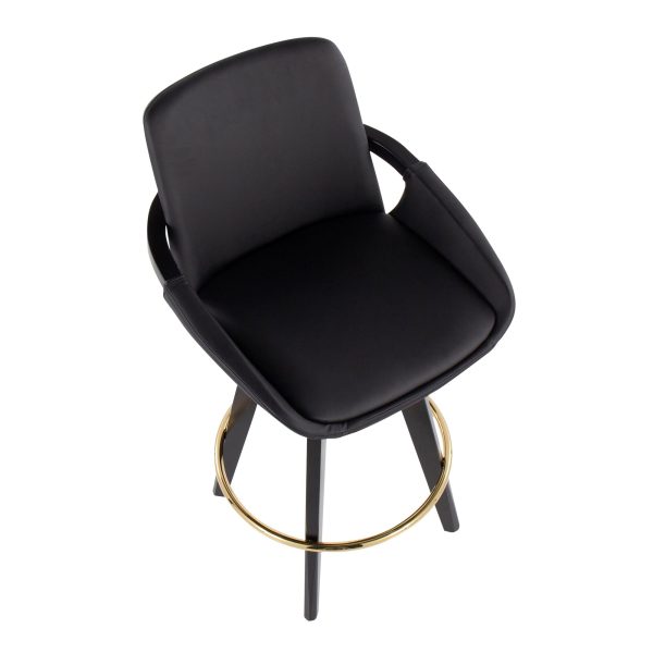 Cosmo Black Faux Leather Contemporary Swivel Counter Stool Set of 2 7