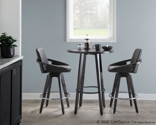Cosmo Black Faux Leather Contemporary Swivel Counter Stools Set of 2 2