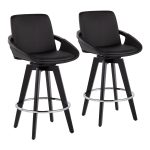 Cosmo Black Faux Leather Contemporary Swivel Counter Stools (Set of 2) 16 Cosmo Black Faux Leather Contemporary Swivel Counter Stools (Set of 2)