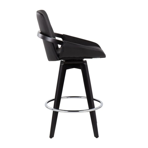 Cosmo Black Faux Leather Contemporary Swivel Counter Stools Set of 2 5