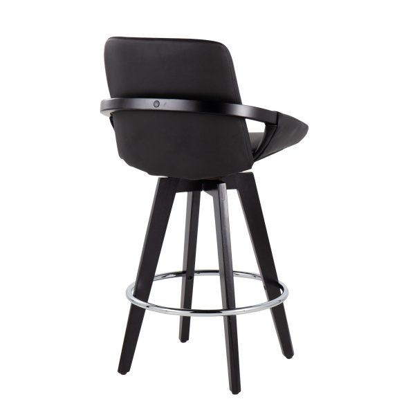 Cosmo Black Faux Leather Contemporary Swivel Counter Stools Set of 2 6