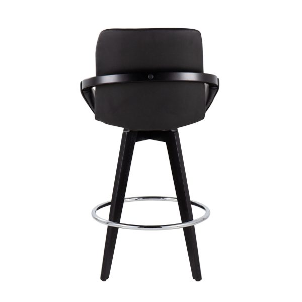 Cosmo Black Faux Leather Contemporary Swivel Counter Stools Set of 2 7
