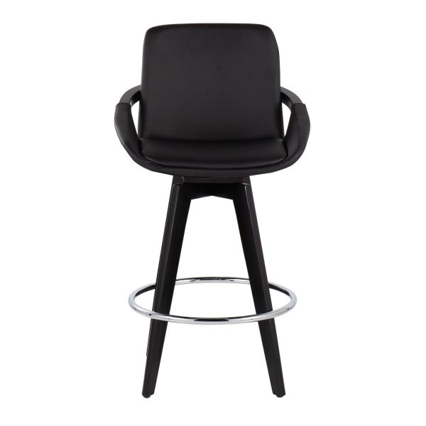 Cosmo Black Faux Leather Contemporary Swivel Counter Stools Set of 2 8