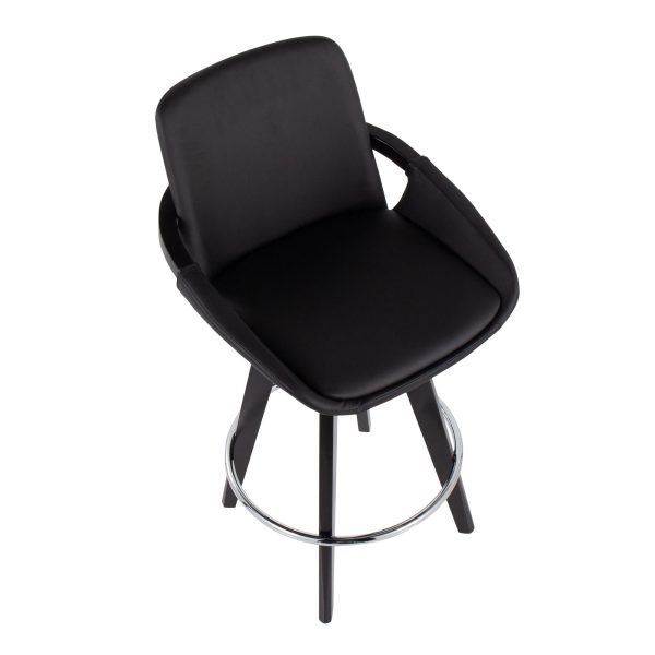 Cosmo Black Faux Leather Contemporary Swivel Counter Stools Set of 2 9