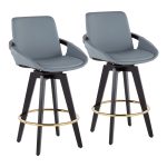 Cosmo Black Wood Contemporary Grey Faux Leather Counter Stools (Set of 2) 12 Cosmo Black Wood Contemporary Grey Faux Leather Counter Stools (Set of 2)