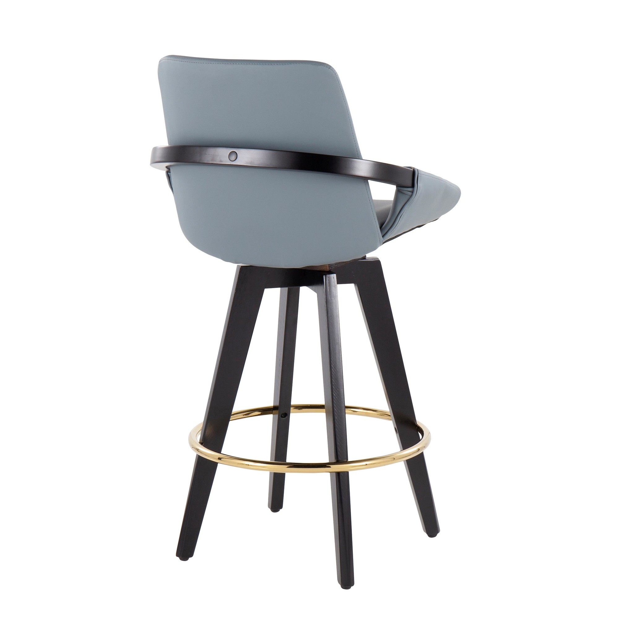 Cosmo Black Wood Contemporary Grey Faux Leather Counter Stools (Set of 2) 5 Cosmo Black Wood Contemporary Grey Faux Leather Counter Stools (Set of 2) - Image 5