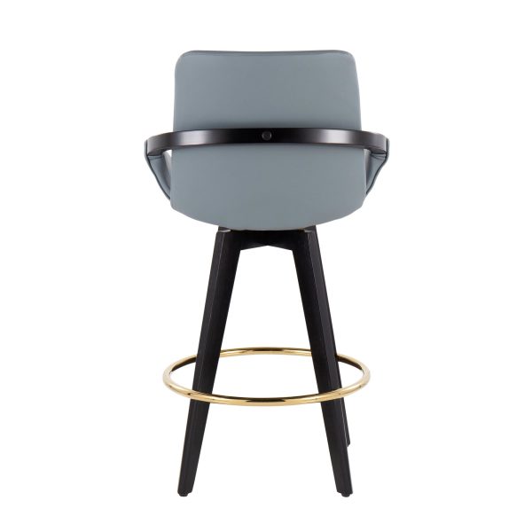 Cosmo Black Wood Contemporary Grey Faux Leather Counter Stools Set of 2 5