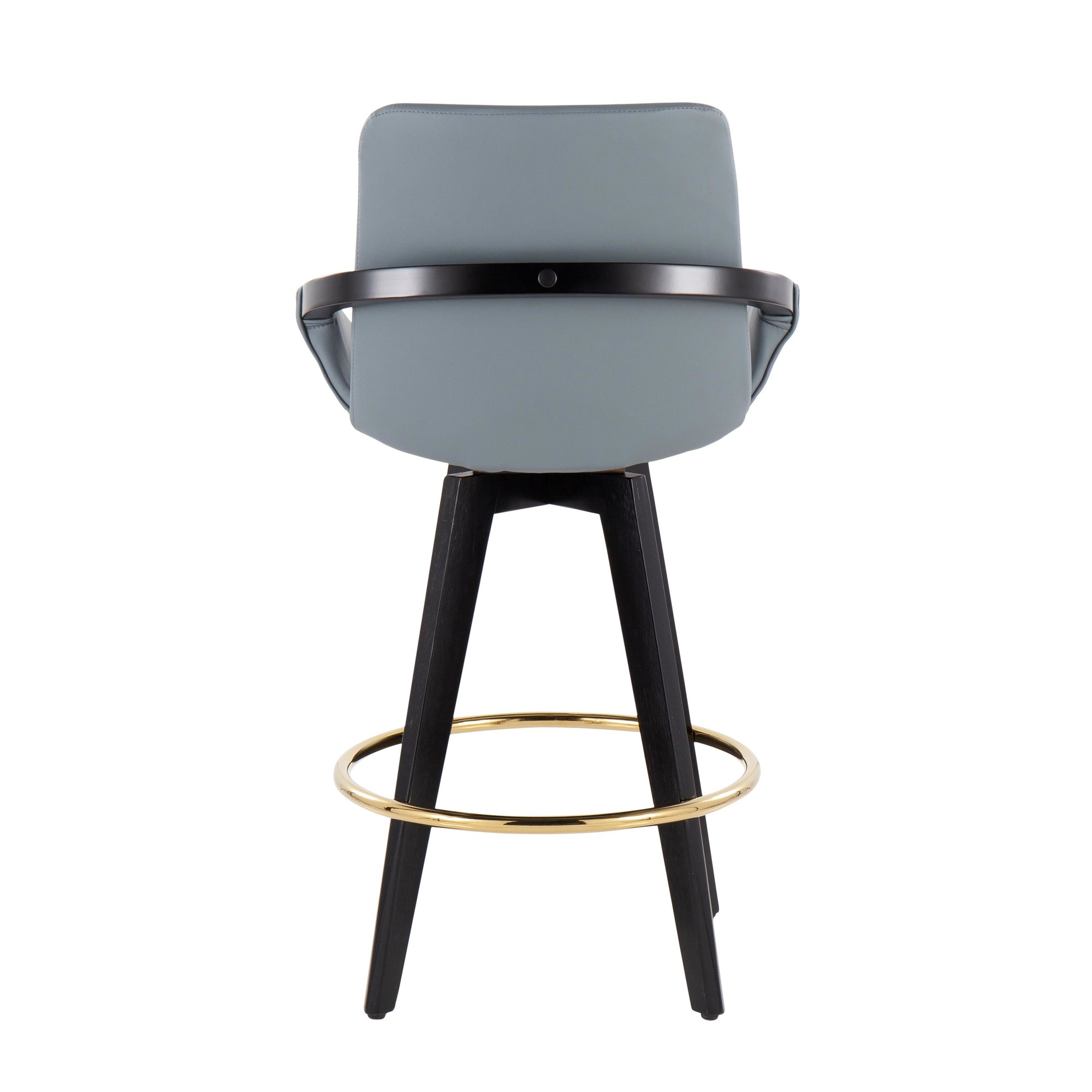 Cosmo Black Wood Contemporary Grey Faux Leather Counter Stools (Set of 2) 6 Cosmo Black Wood Contemporary Grey Faux Leather Counter Stools (Set of 2) - Image 6