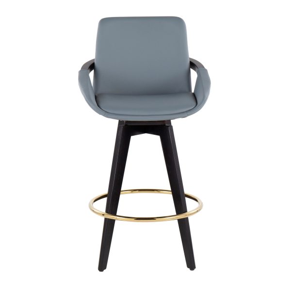 Cosmo Black Wood Contemporary Grey Faux Leather Counter Stools Set of 2 6