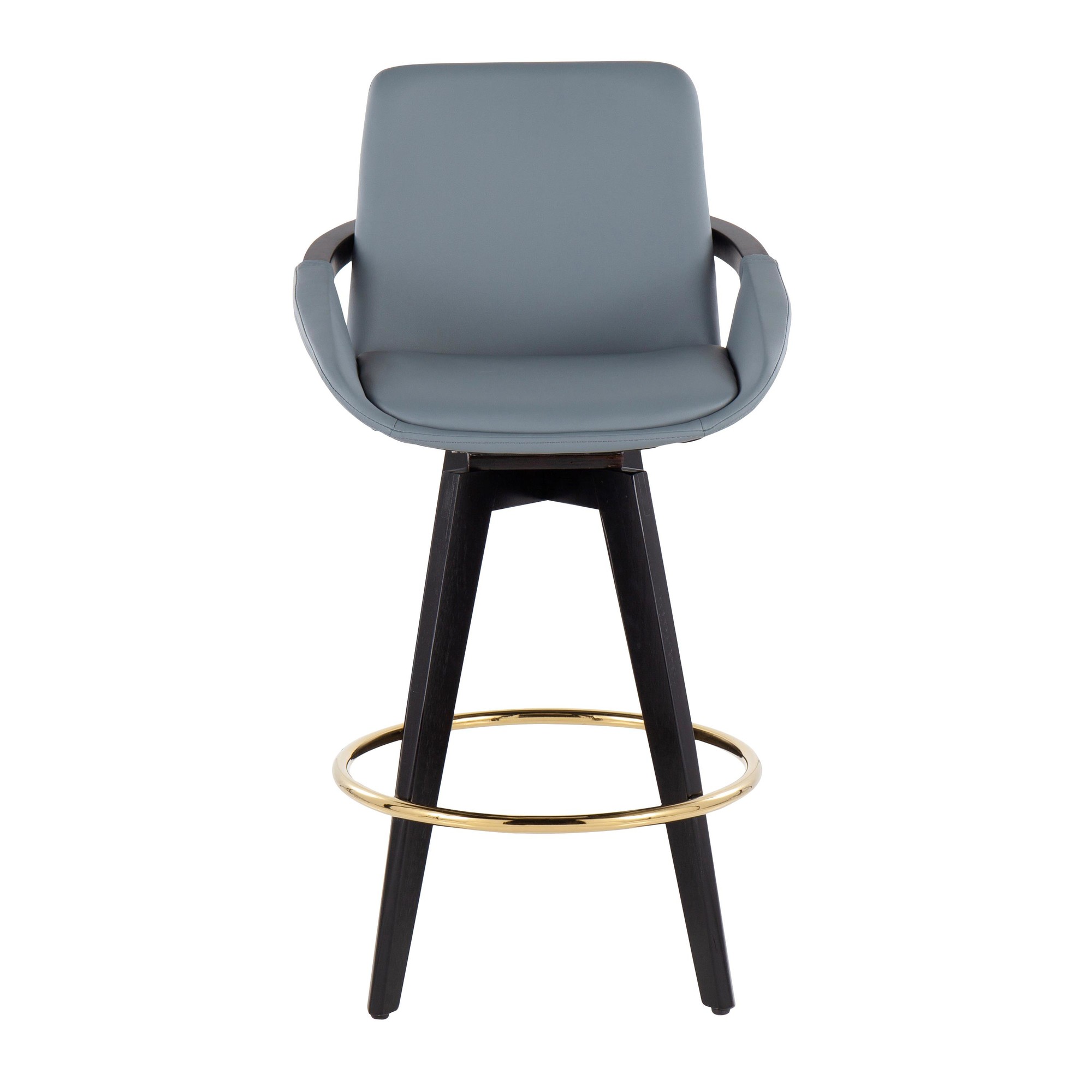 Cosmo Black Wood Contemporary Grey Faux Leather Counter Stools (Set of 2) 7 Cosmo Black Wood Contemporary Grey Faux Leather Counter Stools (Set of 2) - Image 7