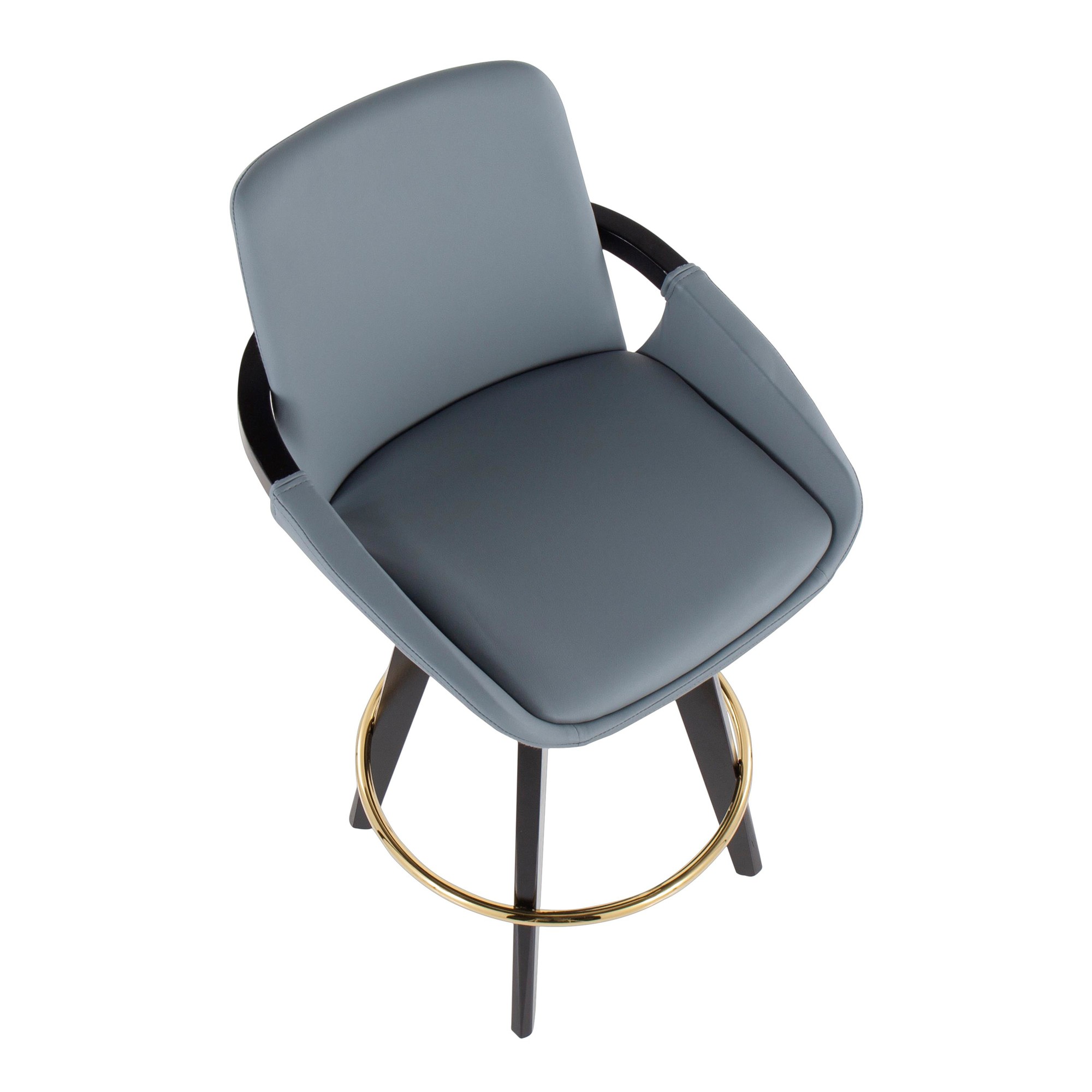 Cosmo Black Wood Contemporary Grey Faux Leather Counter Stools (Set of 2) 8 Cosmo Black Wood Contemporary Grey Faux Leather Counter Stools (Set of 2) - Image 8