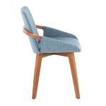 Cosmo Blue Mid-Century Modern Walnut Bamboo Accent Chair