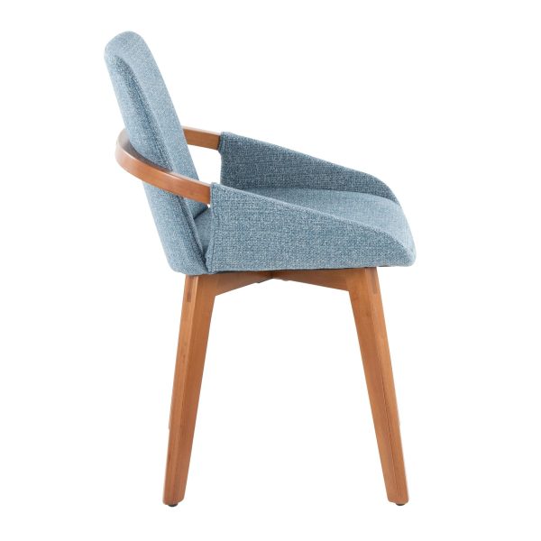 Cosmo Blue Mid Century Modern Walnut Bamboo Accent Chair 2
