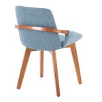 Cosmo Blue Mid-Century Modern Walnut Bamboo Accent Chair