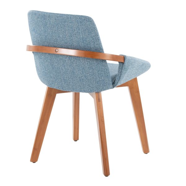 Cosmo Blue Mid Century Modern Walnut Bamboo Accent Chair 3
