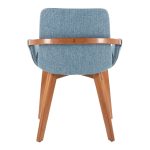 Cosmo Blue Mid-Century Modern Walnut Bamboo Accent Chair
