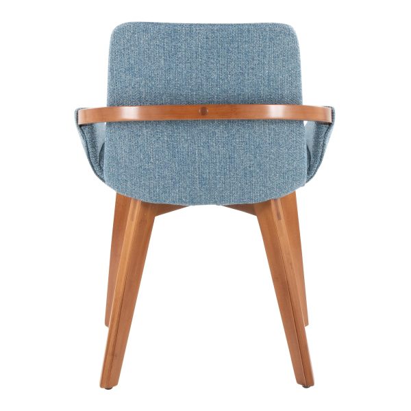 Cosmo Blue Mid Century Modern Walnut Bamboo Accent Chair 4