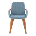 Cosmo Blue Mid-Century Modern Walnut Bamboo Accent Chair