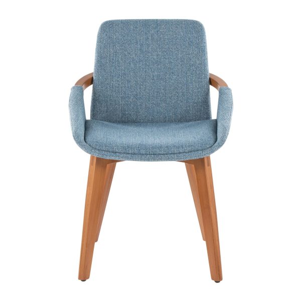 Cosmo Blue Mid Century Modern Walnut Bamboo Accent Chair 5