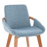 Cosmo Blue Mid-Century Modern Walnut Bamboo Accent Chair