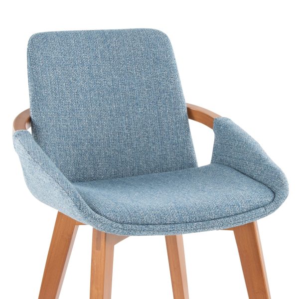 Cosmo Blue Mid Century Modern Walnut Bamboo Accent Chair 6