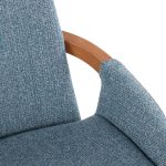 Cosmo Blue Mid-Century Modern Walnut Bamboo Accent Chair