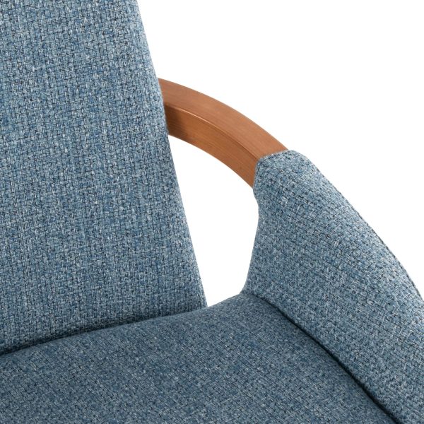 Cosmo Blue Mid Century Modern Walnut Bamboo Accent Chair 7