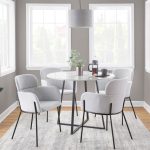 Cosmo Contemporary Black Metal White Marble Round Dining Table