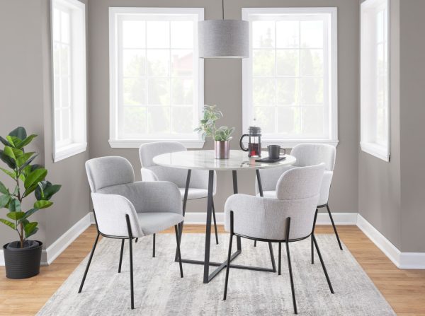 Cosmo Contemporary Black Metal White Marble Round Dining Table 1