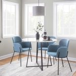 Cosmo Contemporary Black Metal White Marble Round Dining Table