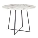 Cosmo Contemporary Black Metal White Marble Round Dining Table
