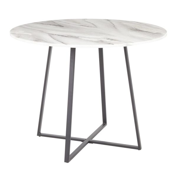 Cosmo Contemporary Black Metal White Marble Round Dining Table 3