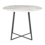 Cosmo Contemporary Black Metal White Marble Round Dining Table
