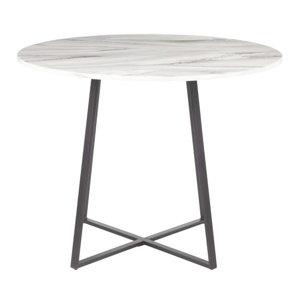 Cosmo Contemporary Black Metal White Marble Round Dining Table 4