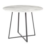 Cosmo Contemporary Black Metal White Marble Round Dining Table