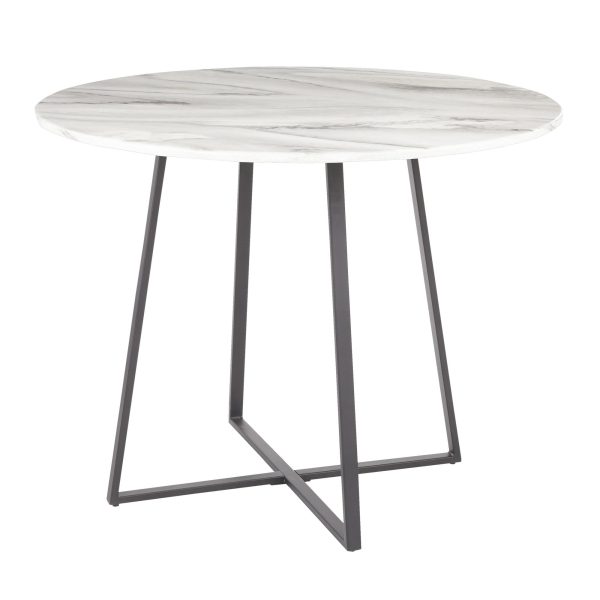 Cosmo Contemporary Black Metal White Marble Round Dining Table 5