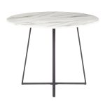 Cosmo Contemporary Black Metal White Marble Round Dining Table