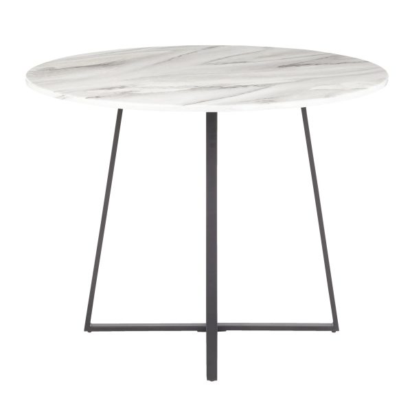 Cosmo Contemporary Black Metal White Marble Round Dining Table 6