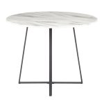 Cosmo Contemporary Black Metal White Marble Round Dining Table
