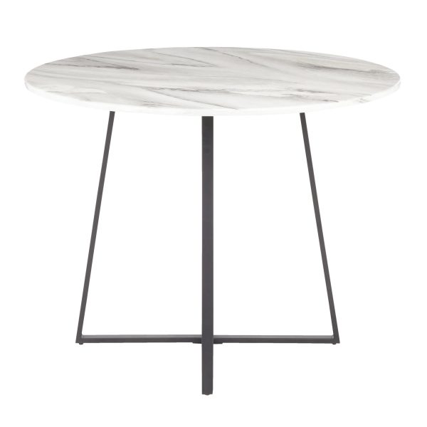 Cosmo Contemporary Black Metal White Marble Round Dining Table 7