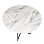 Cosmo Contemporary Black Metal White Marble Round Dining Table
