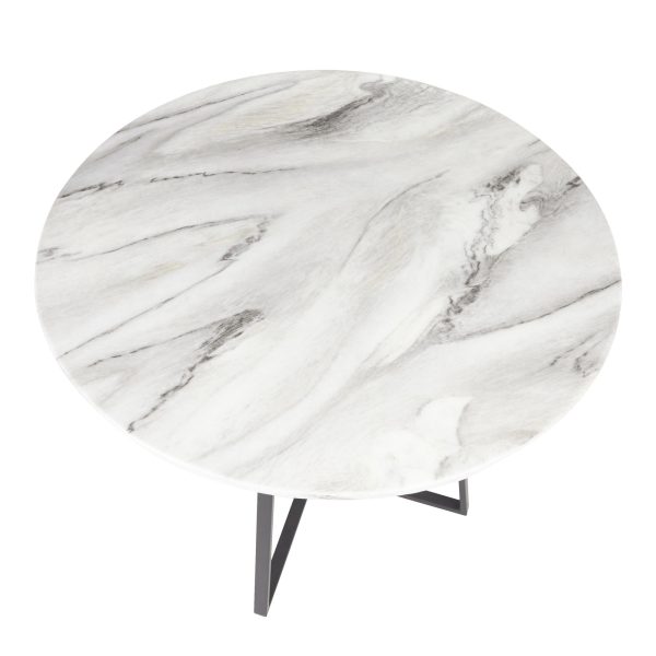 Cosmo Contemporary Black Metal White Marble Round Dining Table 8