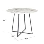 Cosmo Contemporary Black Metal White Marble Round Dining Table