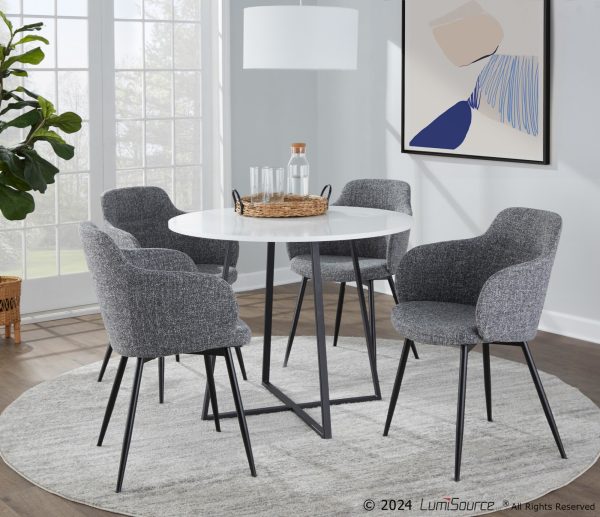 Cosmo Contemporary Black Metal and White Round Dining Table 1