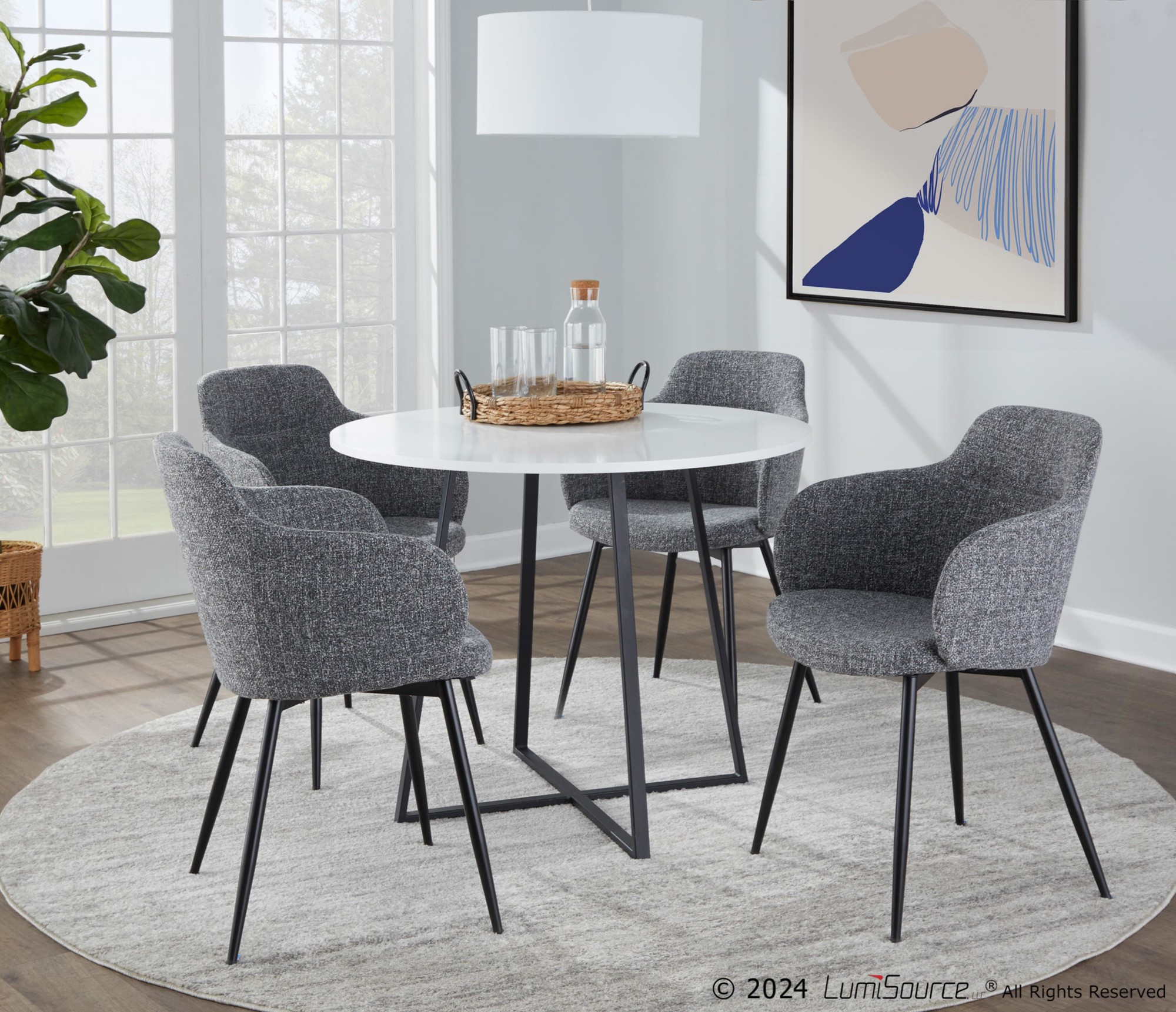 Cosmo Contemporary Black Metal and White Round Dining Table 2 Cosmo Contemporary Black Metal and White Round Dining Table - Image 2