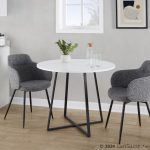 Cosmo Contemporary Black Metal and White Round Dining Table 8 Cosmo Contemporary Black Metal and White Round Dining Table