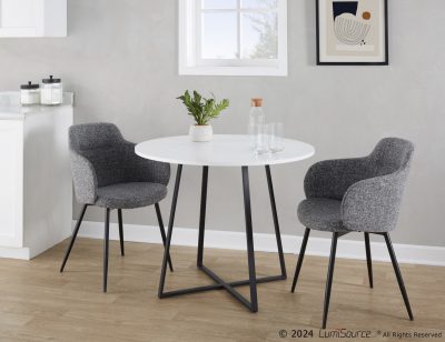 Cosmo Contemporary Black Metal and White Round Dining Table