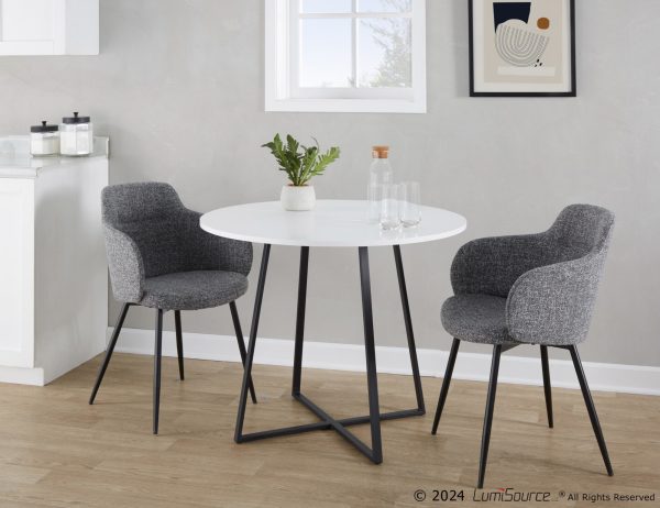 Cosmo Contemporary Black Metal and White Round Dining Table