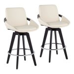 Cosmo Contemporary Black Wood Cream Swivel Counter Stool (Set of 2) 12 Cosmo Contemporary Black Wood Cream Swivel Counter Stool (Set of 2)