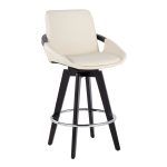 Cosmo Contemporary Black Wood Cream Swivel Counter Stool (Set of 2) 13 Cosmo Contemporary Black Wood Cream Swivel Counter Stool (Set of 2)